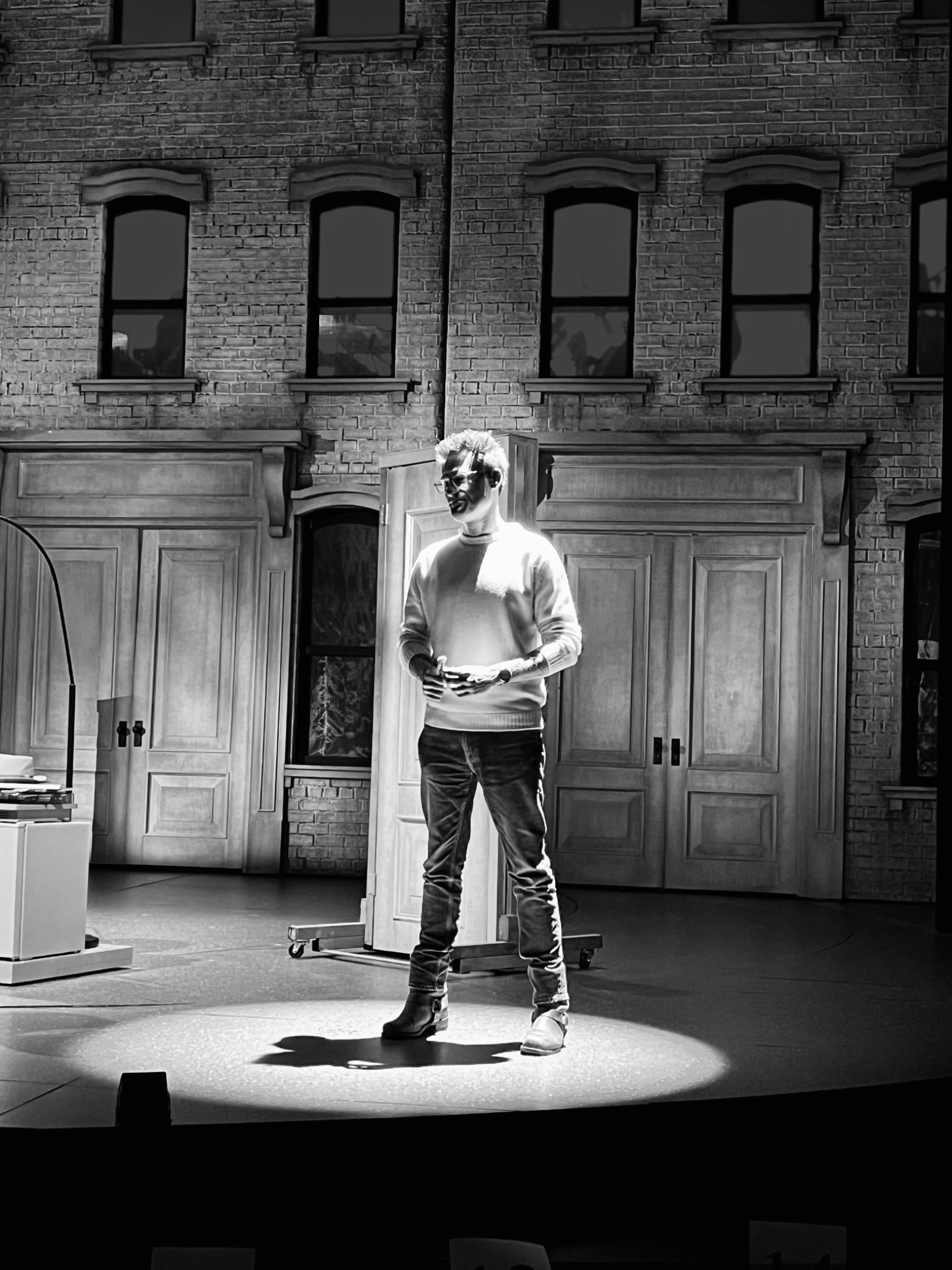 Kenneth Ferrone standing on a theatrical set