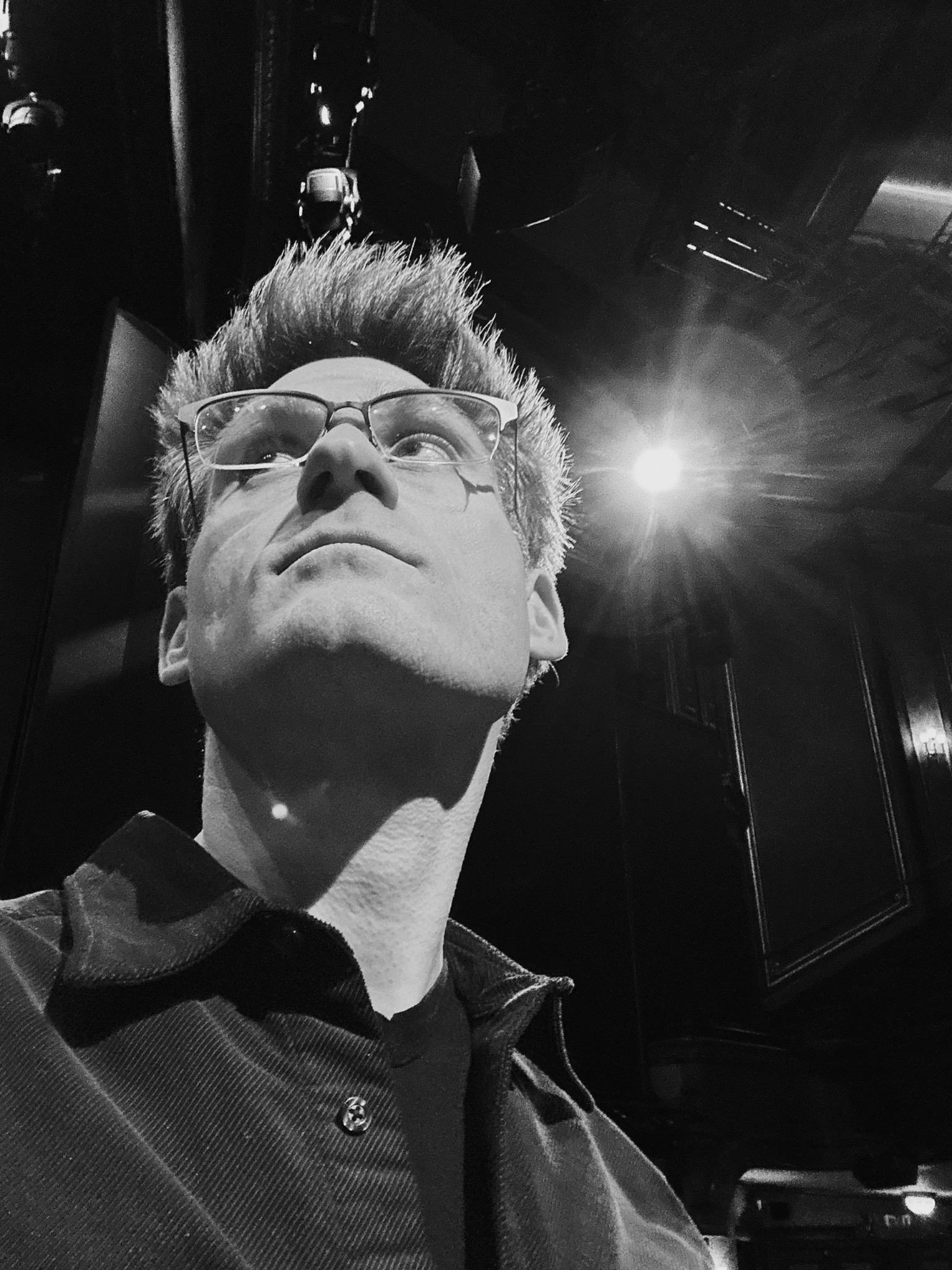 Kenneth Ferrone backstage beneath the stage lights